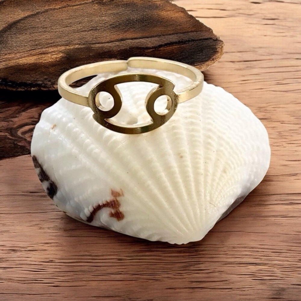 🆕 Cancer Gold Plated Zodiac Ring Gold Plating over Stainless Steel